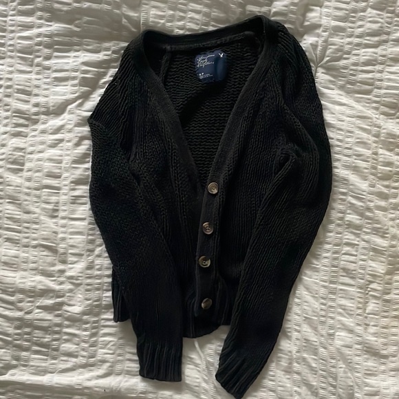 American Eagle Classic Black Cardigan Sweater - Picture 1 of 2